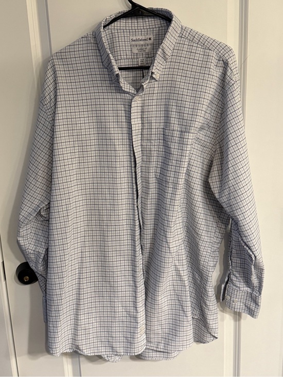 Saddlebred Other - Saddlebred Men's White and Blue Windowpane Dress Shirt